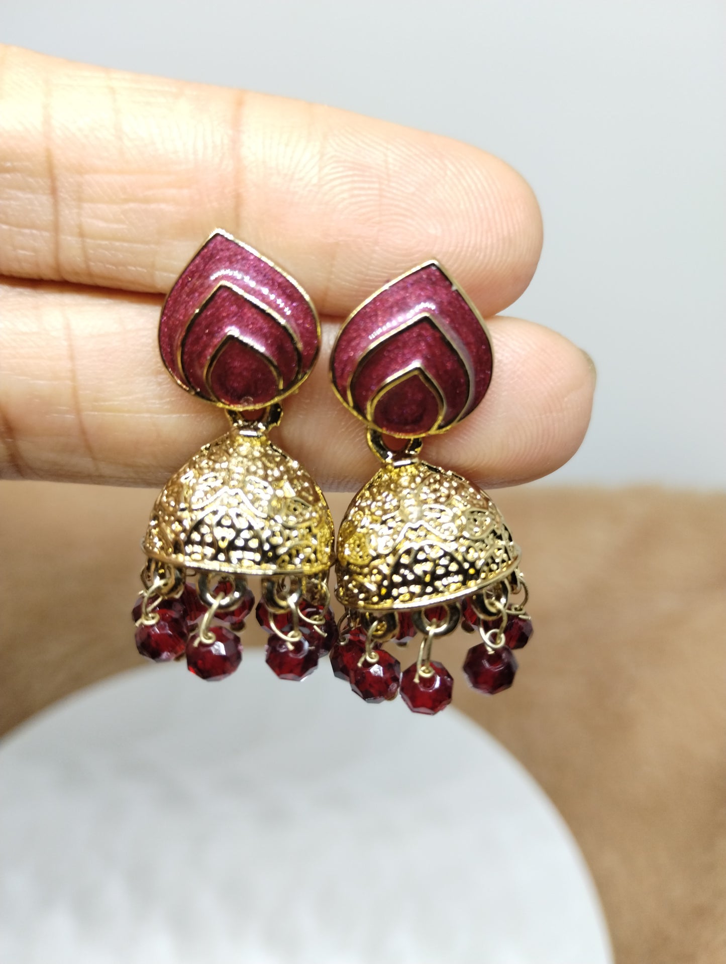 Rangrez Enamel Jhumka Earrings