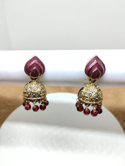 Rangrez Enamel Jhumka Earrings