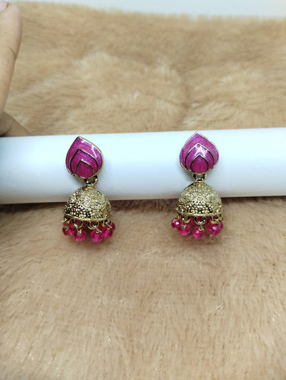 Rangrez Enamel Jhumka Earrings