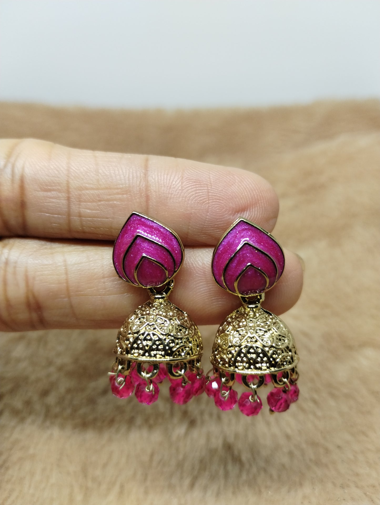 Rangrez Enamel Jhumka Earrings