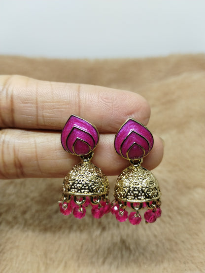 Rangrez Enamel Jhumka Earrings