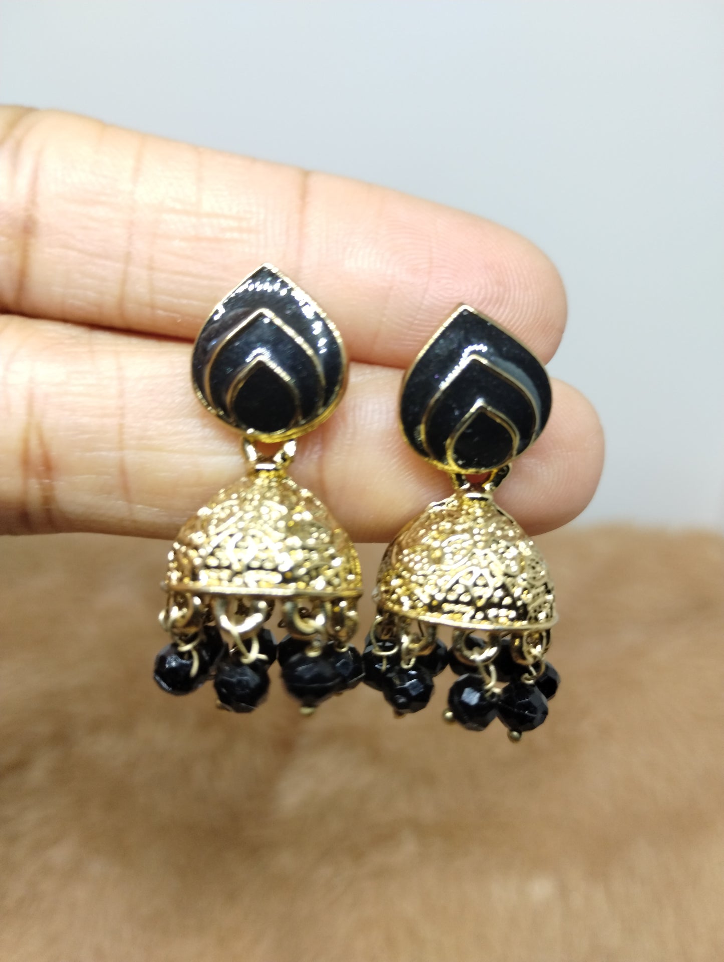 Rangrez Enamel Jhumka Earrings