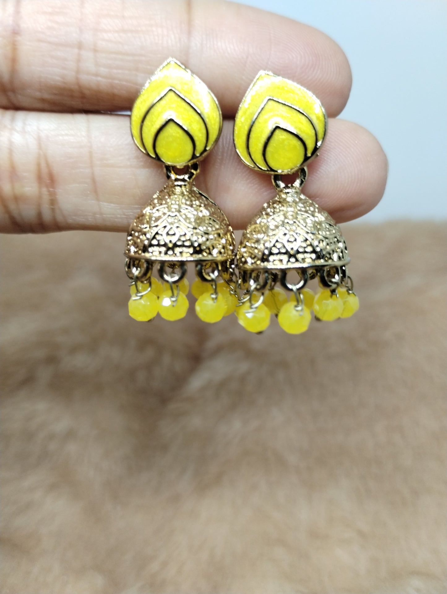 Rangrez Enamel Jhumka Earrings