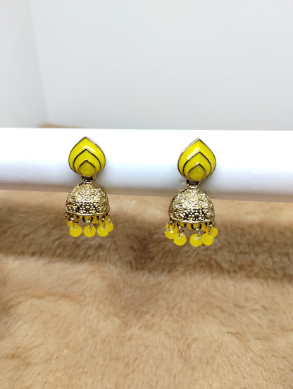 Rangrez Enamel Jhumka Earrings