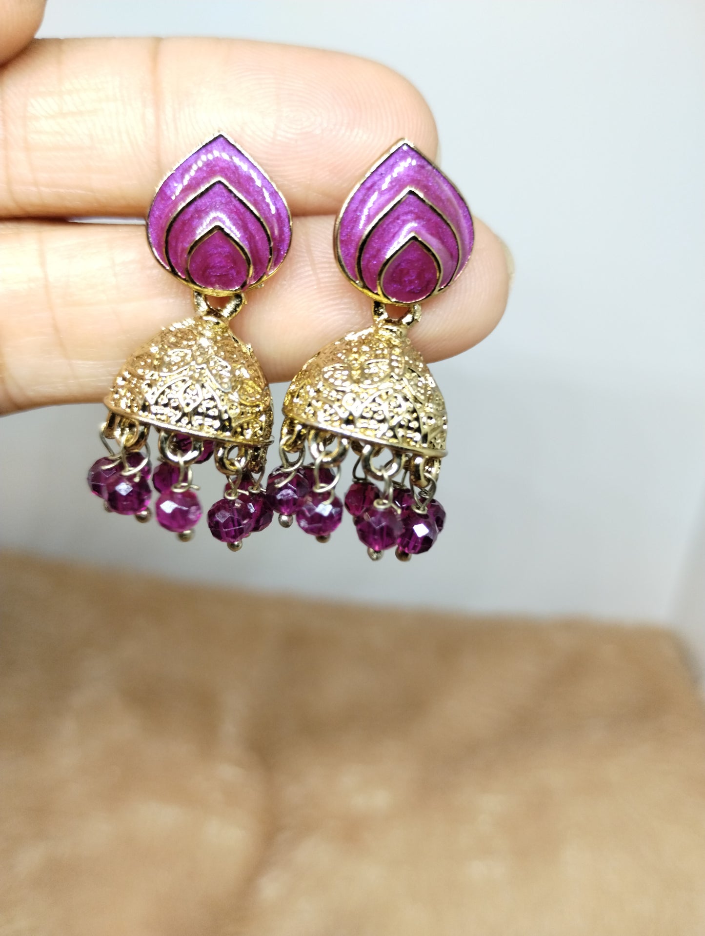 Rangrez Enamel Jhumka Earrings