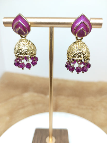 Rangrez Enamel Jhumka Earrings