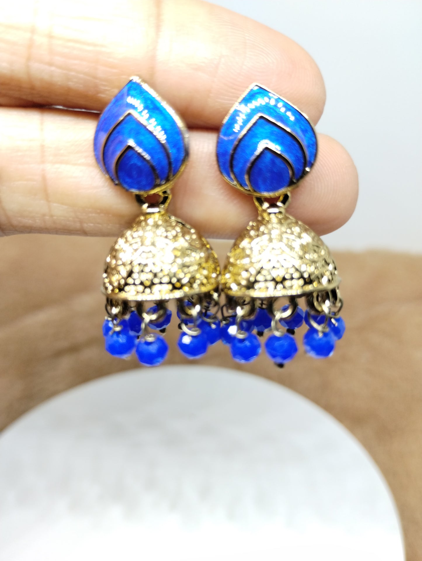 Rangrez Enamel Jhumka Earrings