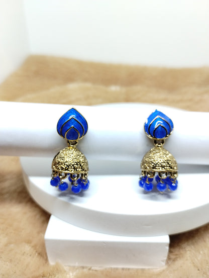 Rangrez Enamel Jhumka Earrings