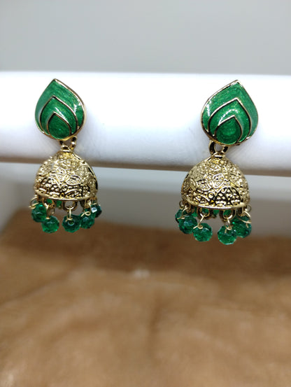 Rangrez Enamel Jhumka Earrings