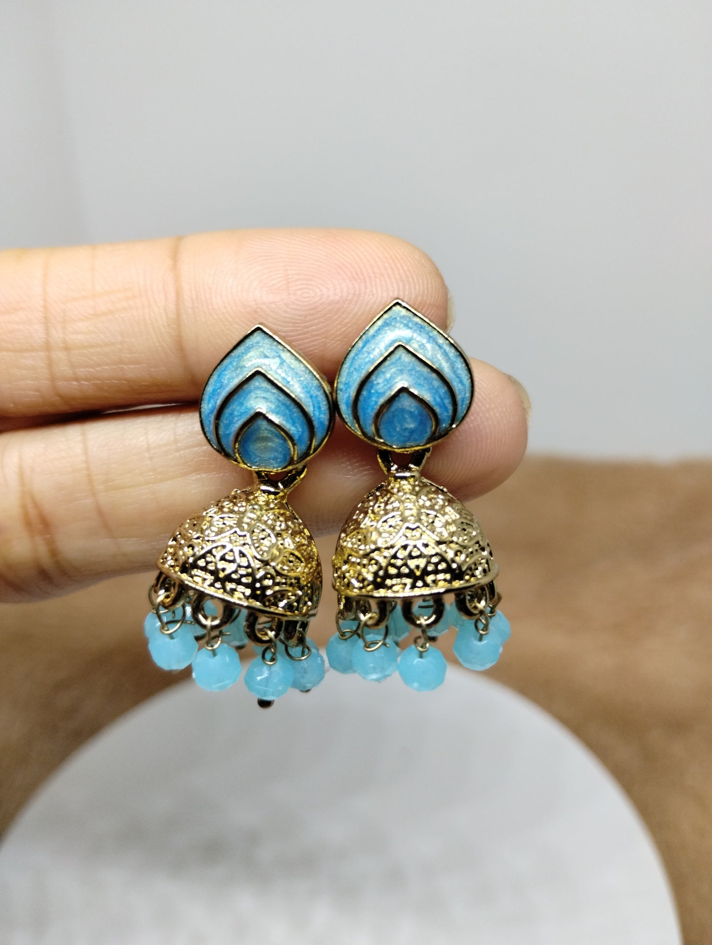 Rangrez Enamel Jhumka Earrings