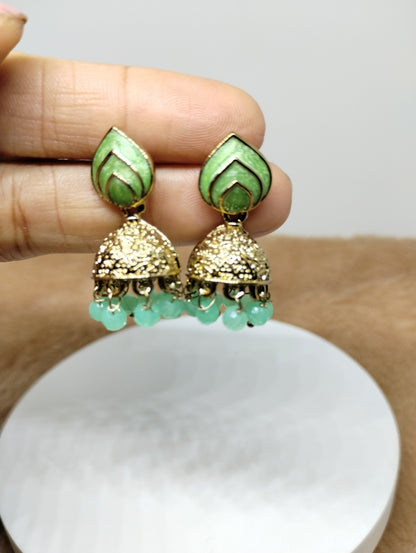 Rangrez Enamel Jhumka Earrings