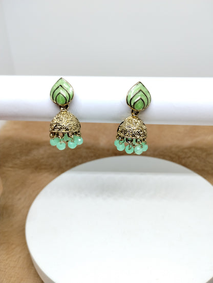 Rangrez Enamel Jhumka Earrings