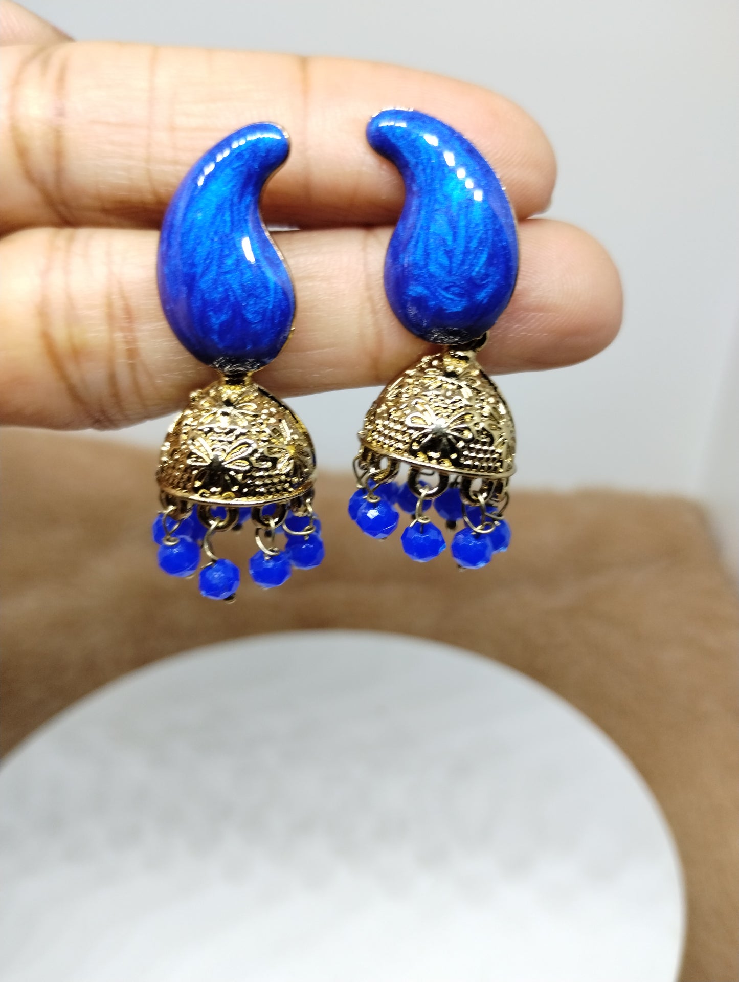 Rangrez Enamel Jhumka Earrings
