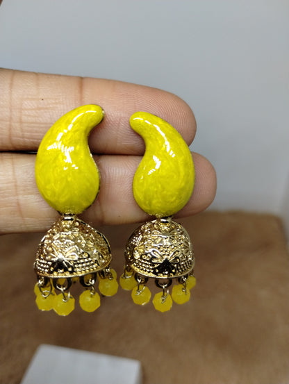 Rangrez Enamel Jhumka Earrings