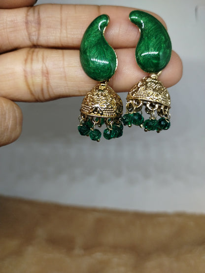 Rangrez Enamel Jhumka Earrings