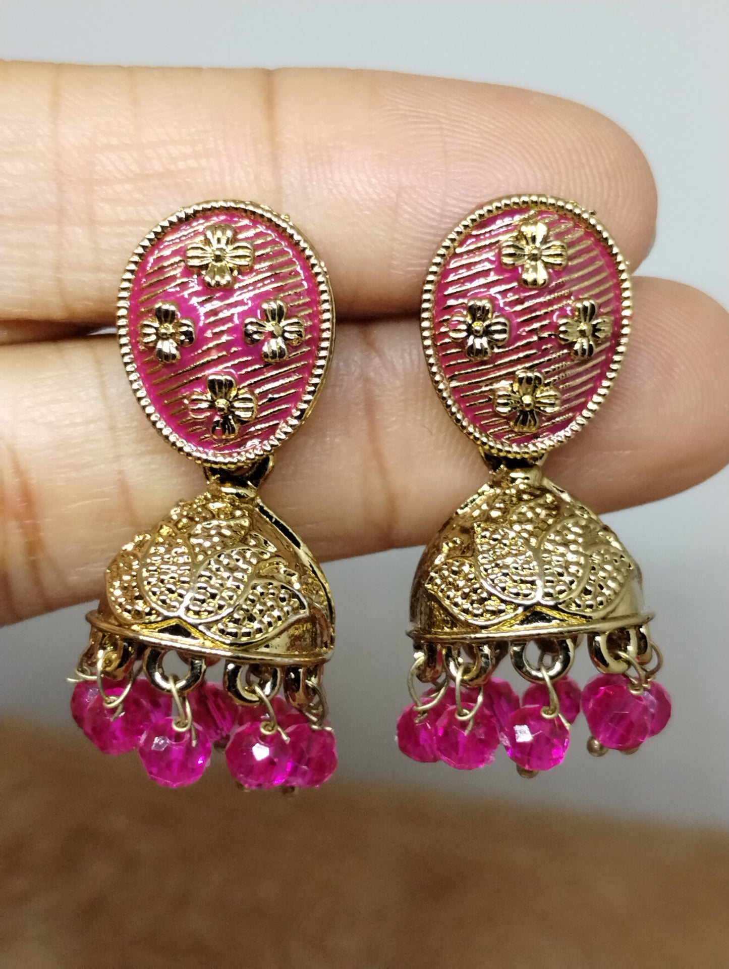 Rangrez Enamel Jhumka Earrings