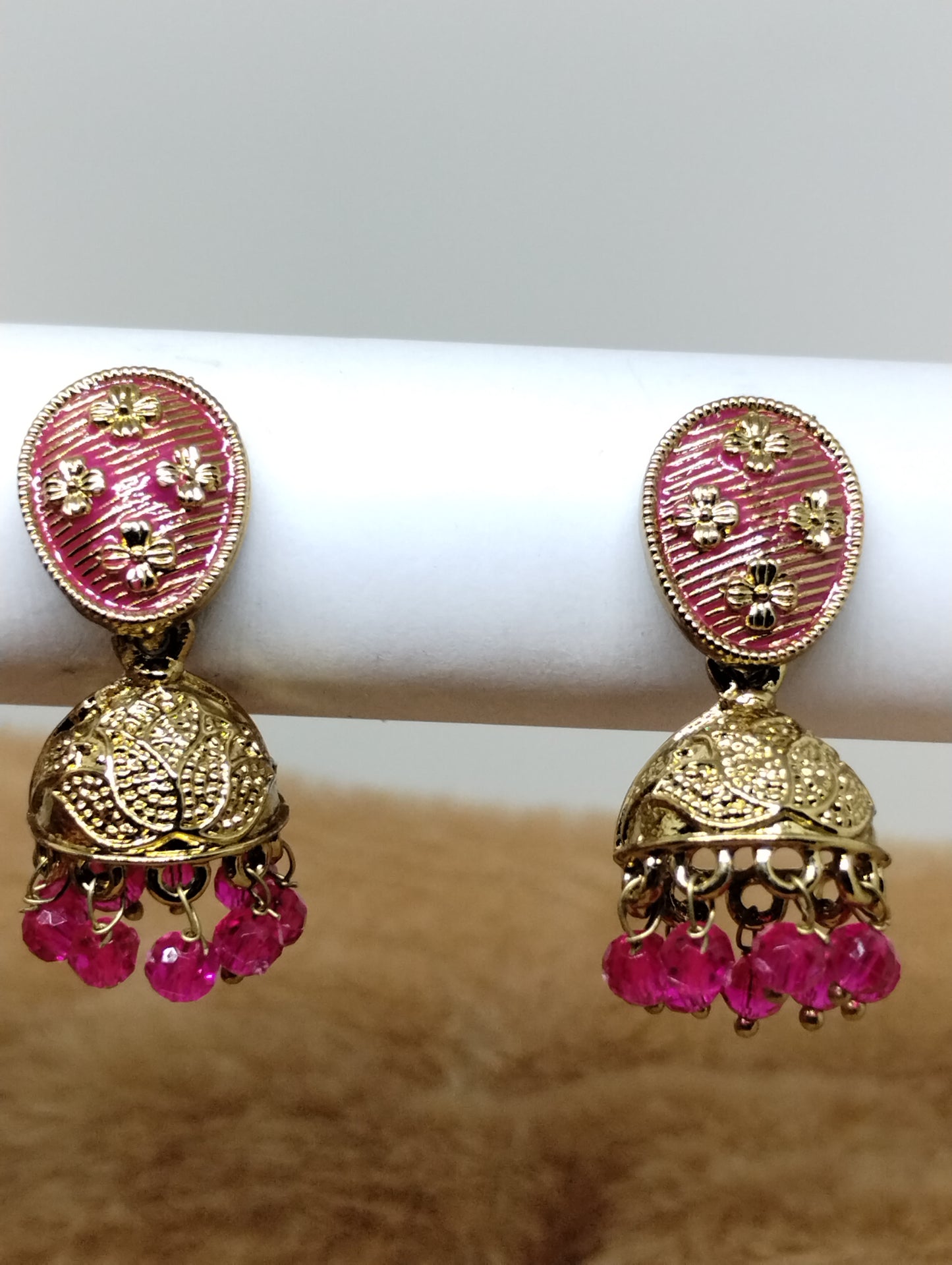 Rangrez Enamel Jhumka Earrings