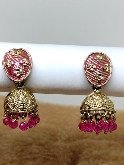 Rangrez Enamel Jhumka Earrings
