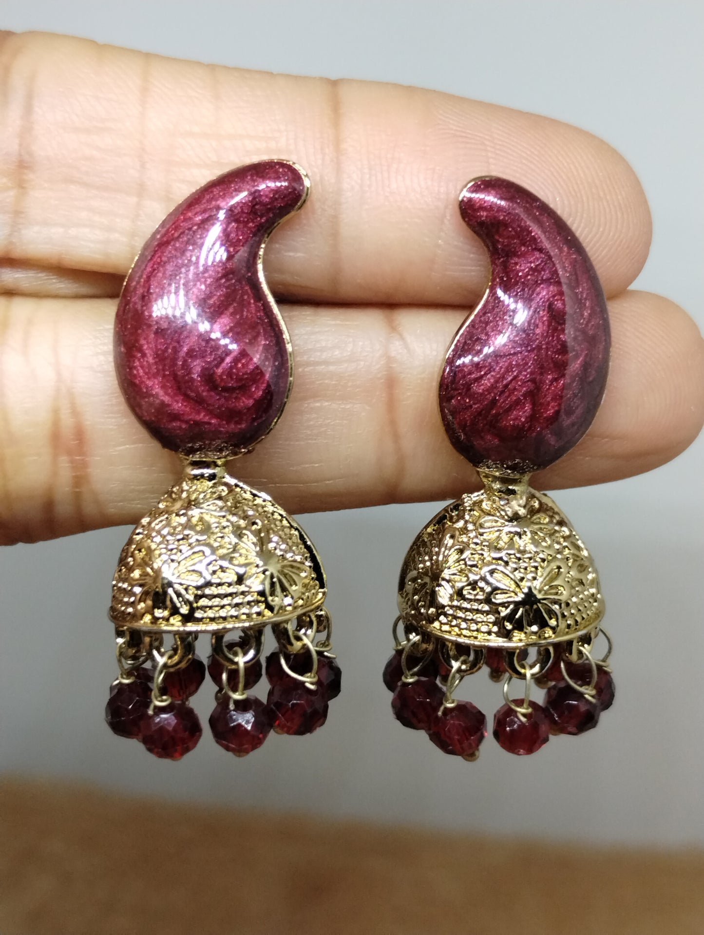 Rangrez Enamel Jhumka Earrings