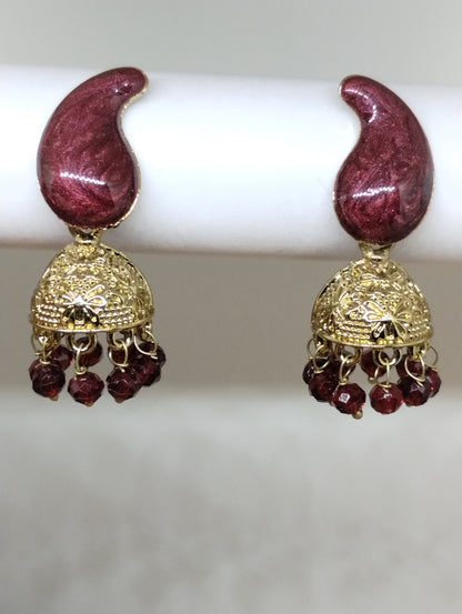 Rangrez Enamel Jhumka Earrings