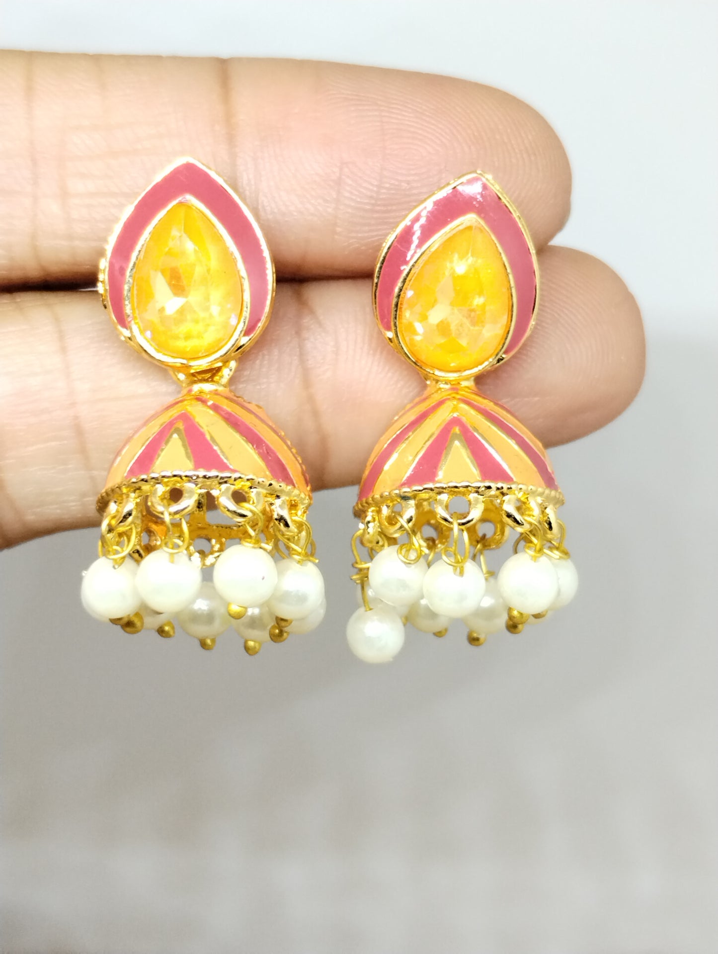 Rangrez Enamel Jhumka Earrings