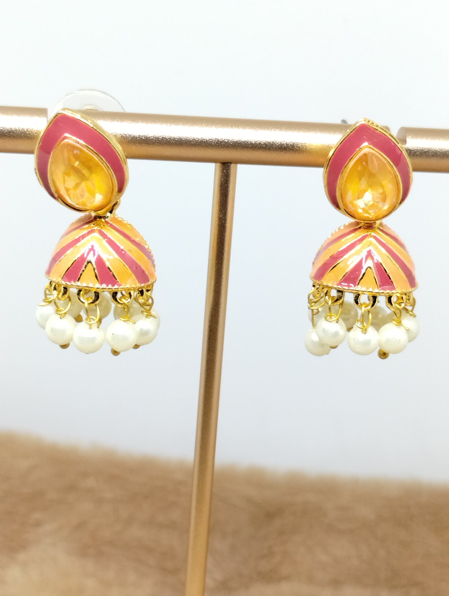 Rangrez Enamel Jhumka Earrings