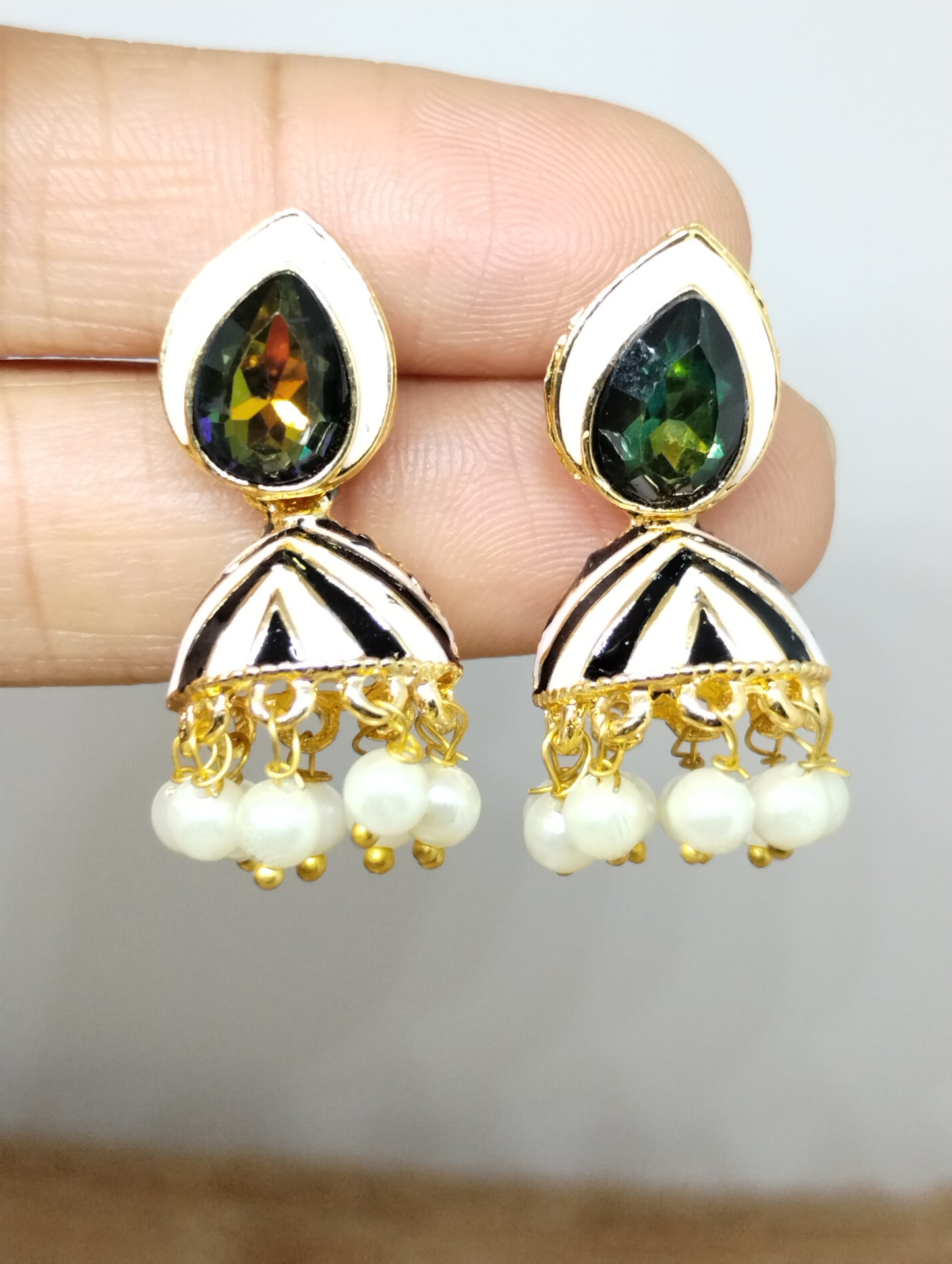 Rangrez Enamel Jhumka Earrings