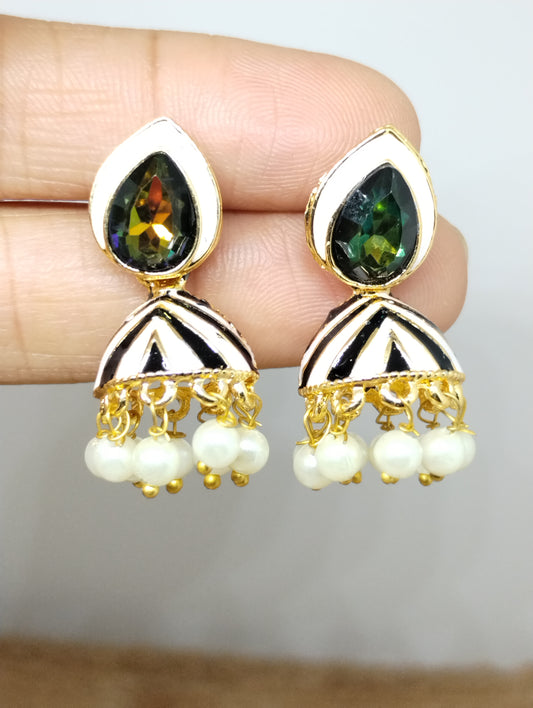 Rangrez Enamel Jhumka Earrings
