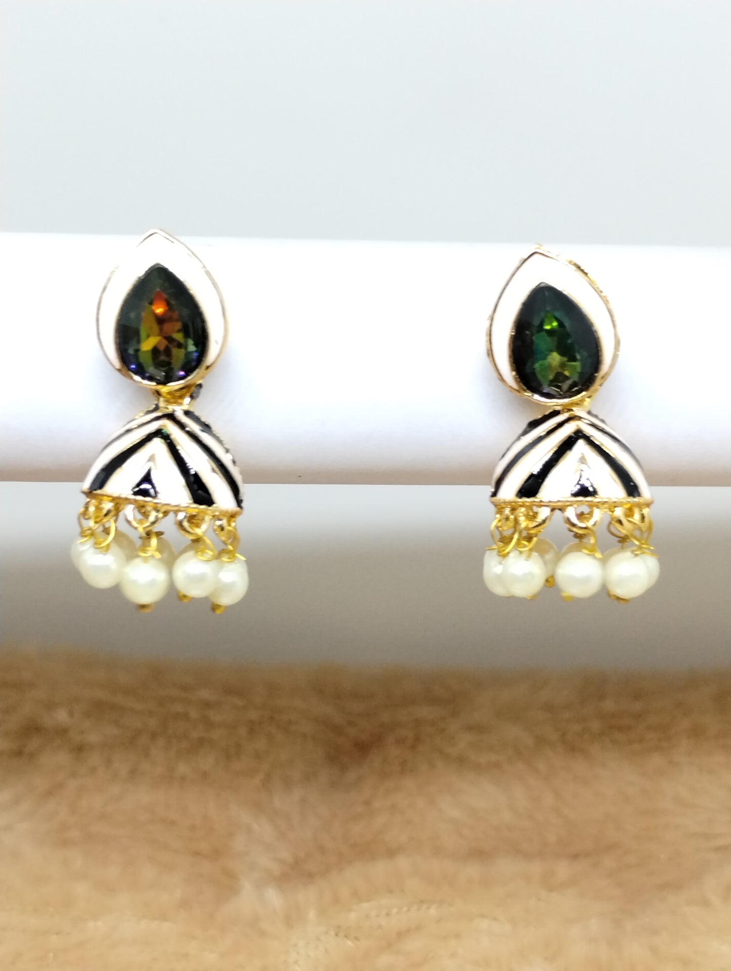 Rangrez Enamel Jhumka Earrings