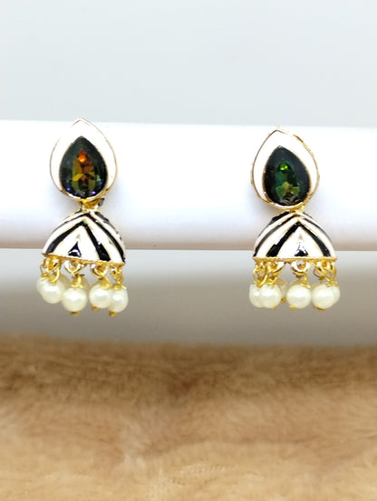 Rangrez Enamel Jhumka Earrings