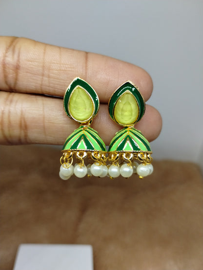 Rangrez Enamel Jhumka Earrings