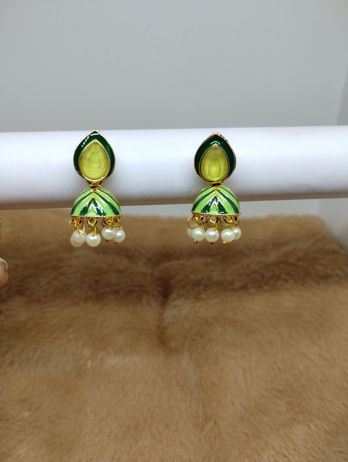 Rangrez Enamel Jhumka Earrings
