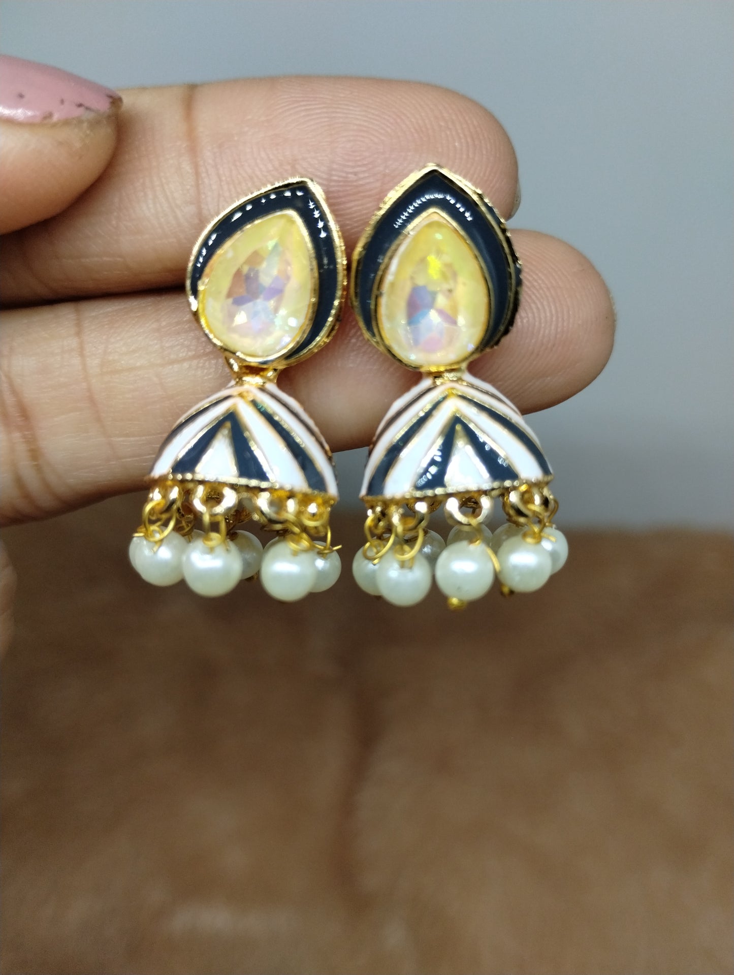 Rangrez Enamel Jhumka Earrings