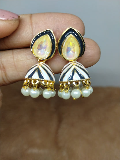 Rangrez Enamel Jhumka Earrings