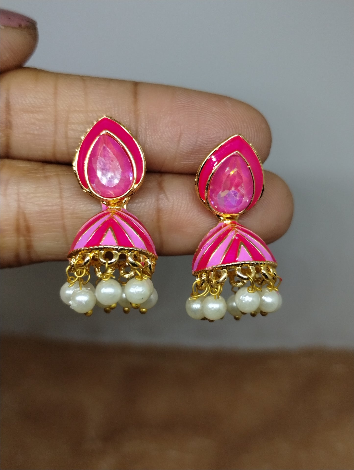 Rangrez Enamel Jhumka Earrings