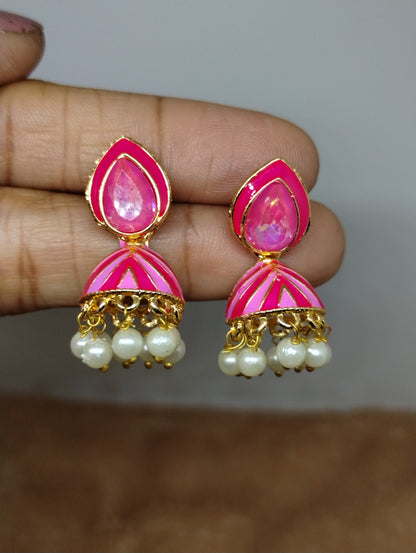 Rangrez Enamel Jhumka Earrings