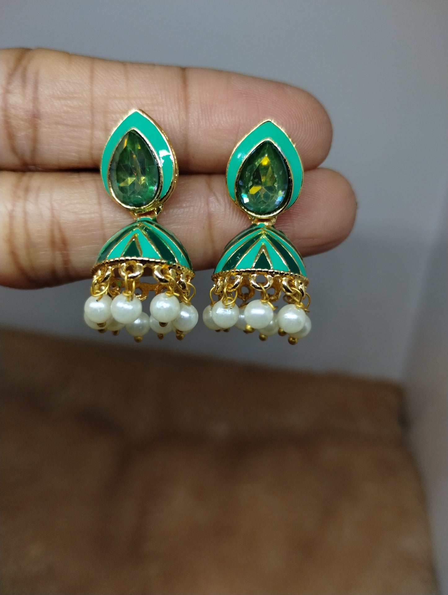 Rangrez Enamel Jhumka Earrings