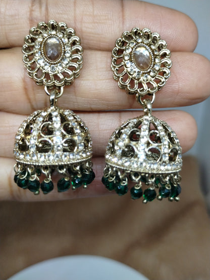 Aariz Gold-Tone Crystal Jhumka