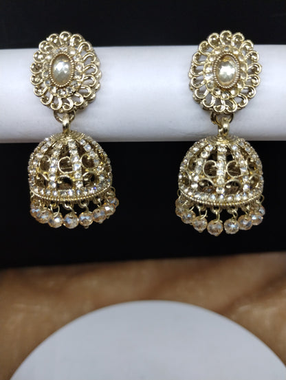 Aariz Gold-Tone Crystal Jhumka