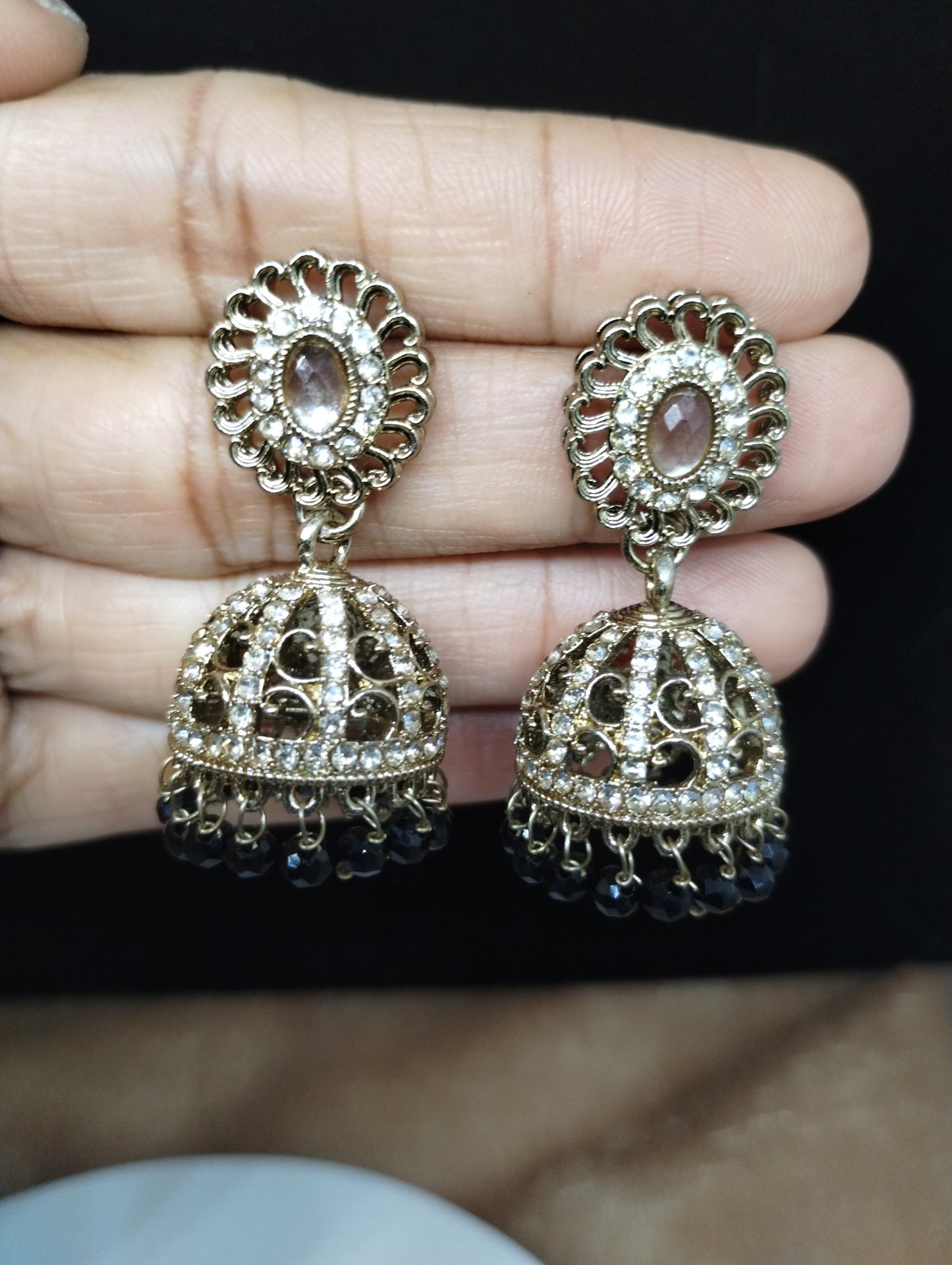 Aariz Gold-Tone Crystal Jhumka