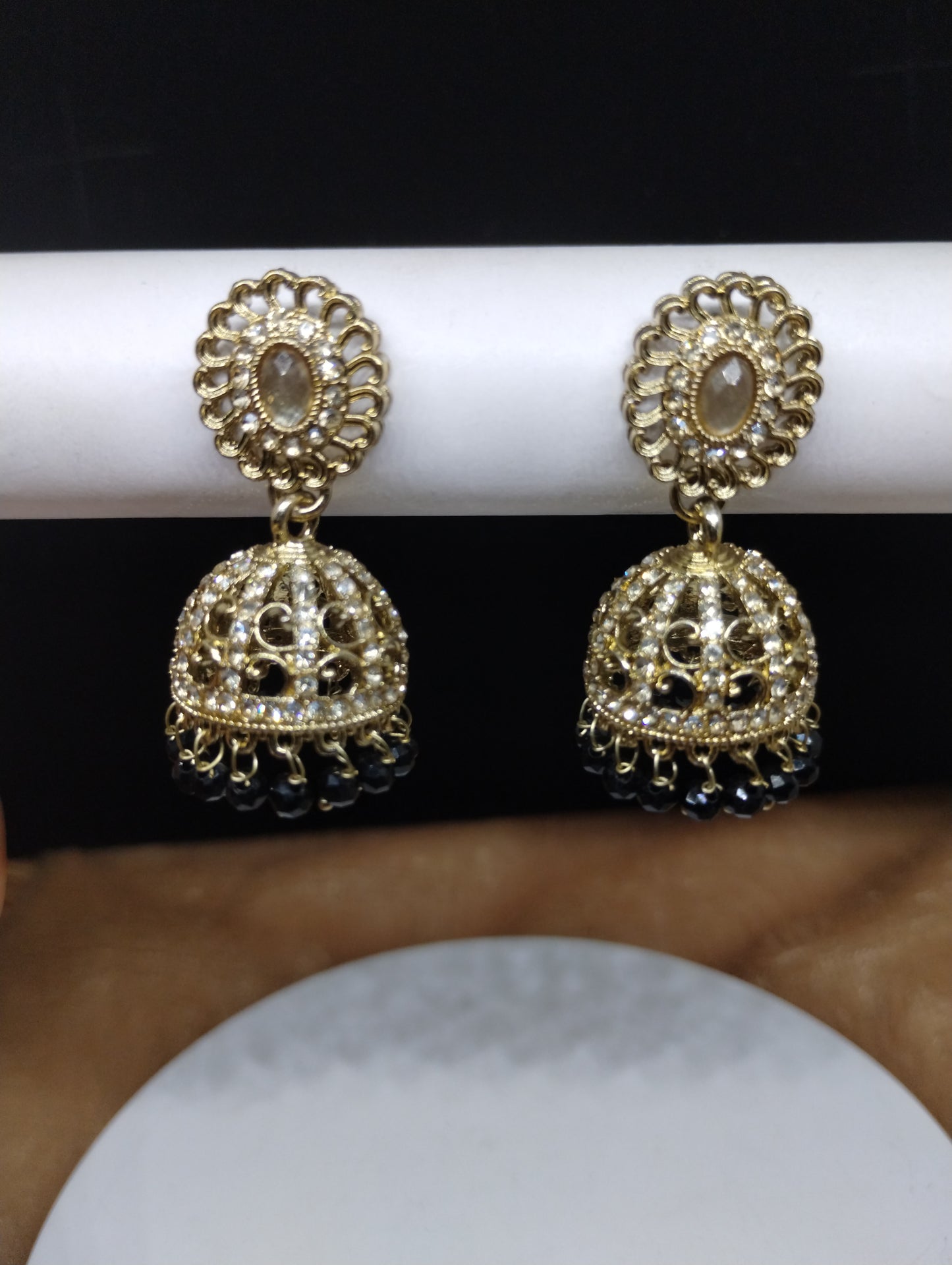 Aariz Gold-Tone Crystal Jhumka