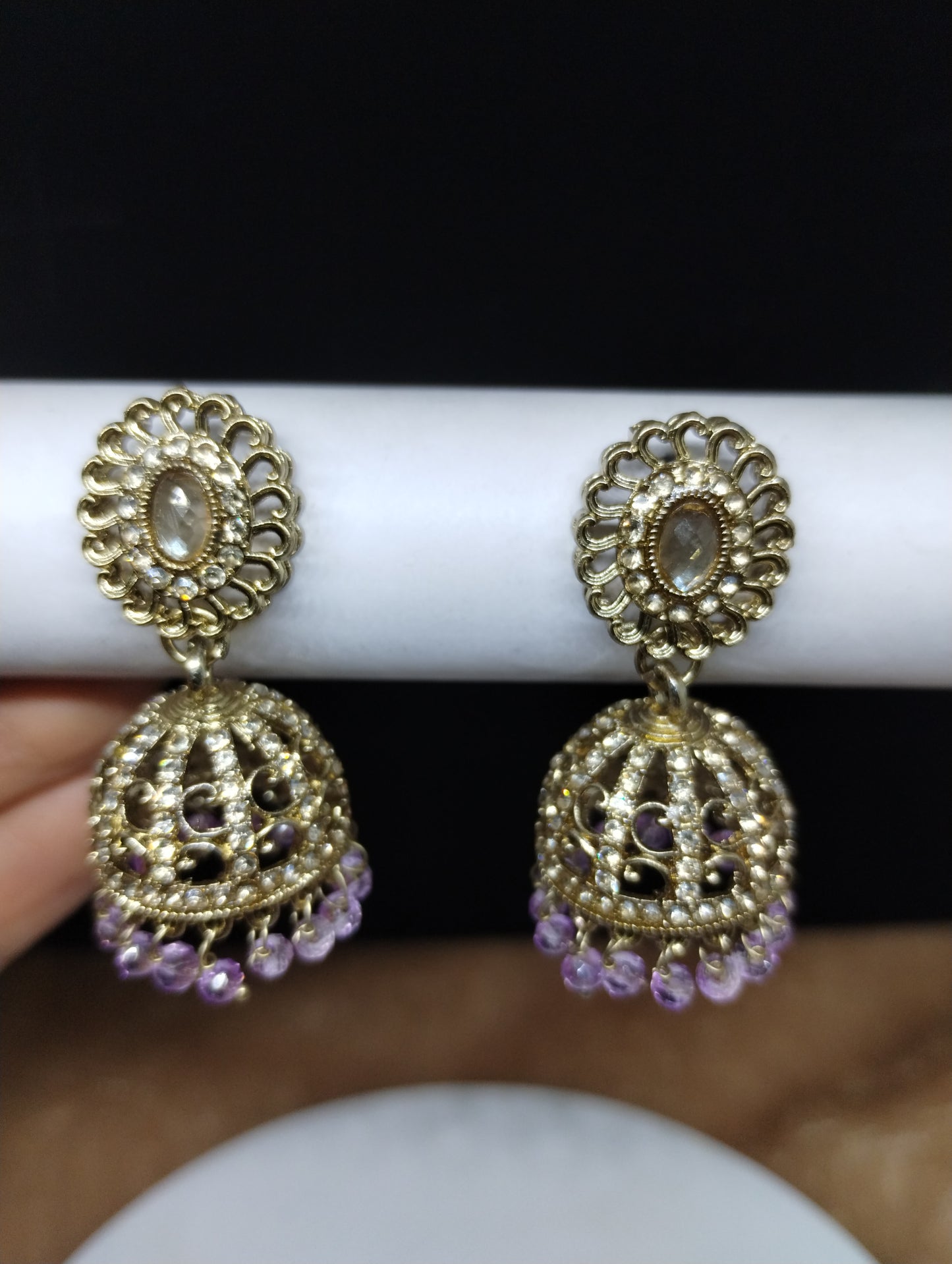 Aariz Gold-Tone Crystal Jhumka