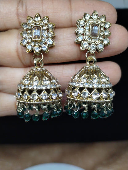Aariz Gold-Tone Crystal Jhumka