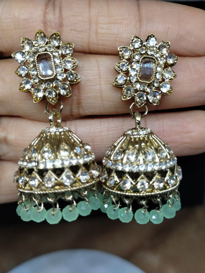 Aariz Gold-Tone Crystal Jhumka
