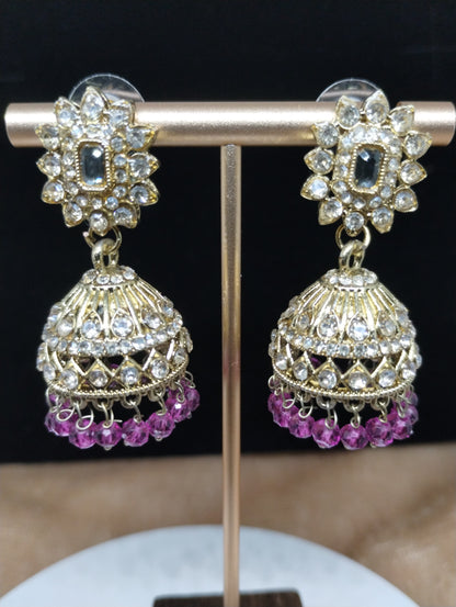 Aariz Gold-Tone Crystal Jhumka