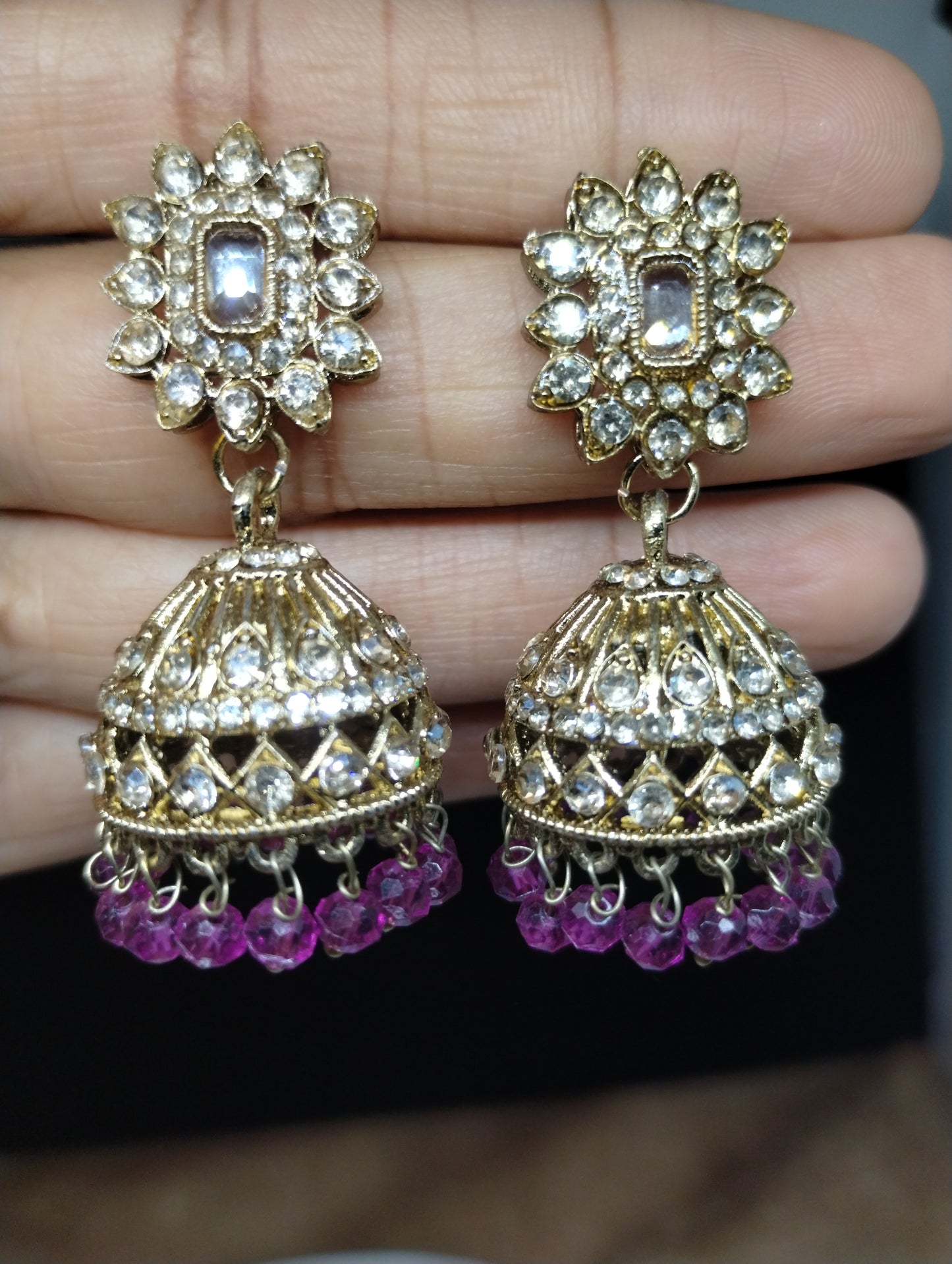 Aariz Gold-Tone Crystal Jhumka