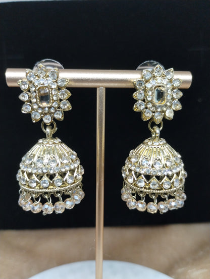 Aariz Gold-Tone Crystal Jhumka