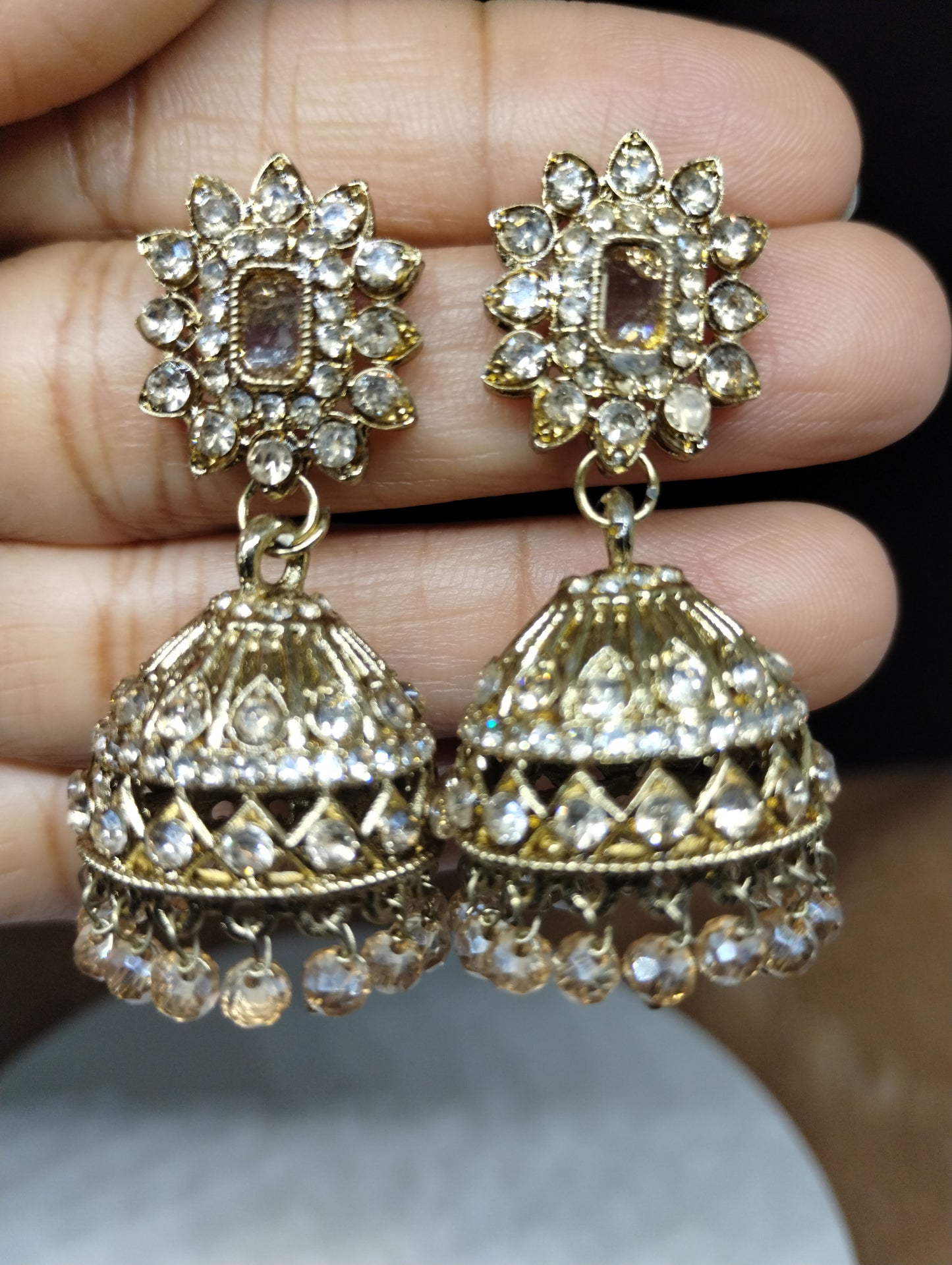 Aariz Gold-Tone Crystal Jhumka