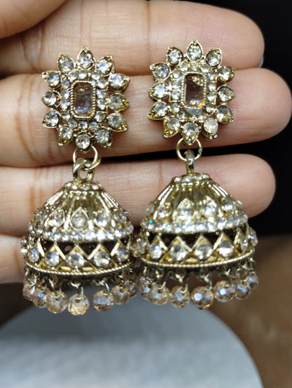Aariz Gold-Tone Crystal Jhumka