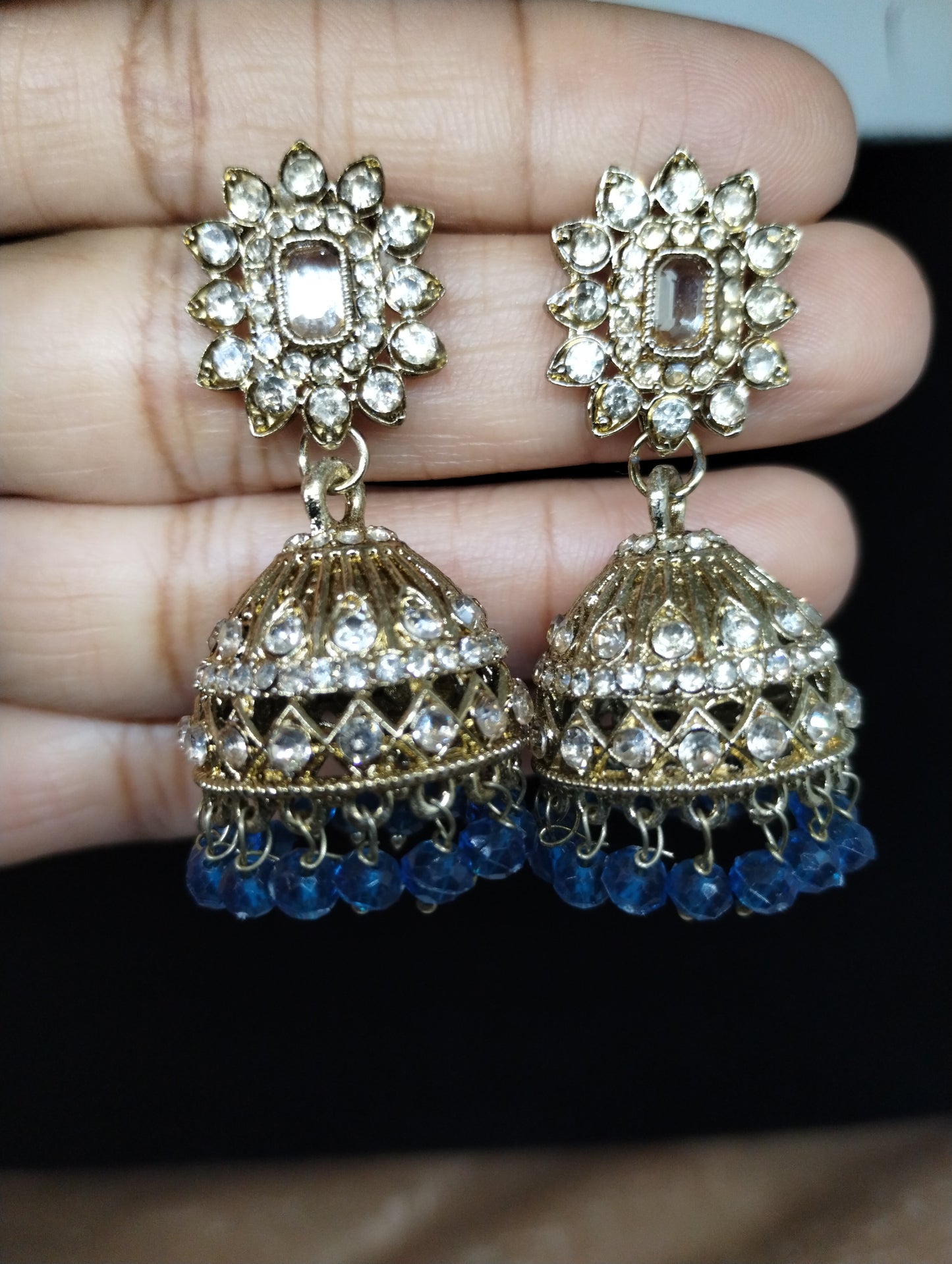 Aariz Gold-Tone Crystal Jhumka